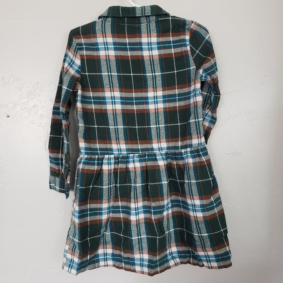 Carter's Toddler Girl 4T Fall Plaid Flannel Dress Pleated Long Sleeve Green - Picture 4 of 5